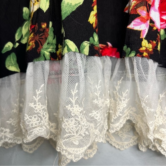 Umgee Women's Caged Floral Bell Sleeve Pullover Tunic Top Lace Y2K Boho Festival - Picture 5 of 14